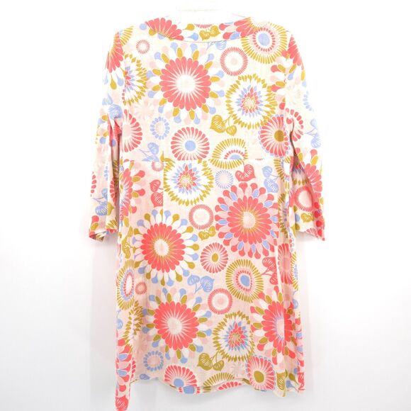 Boden 100% linen kaftan tunic shift dress Size 10 floral beach coastal cruise - Picture 7 of 9
